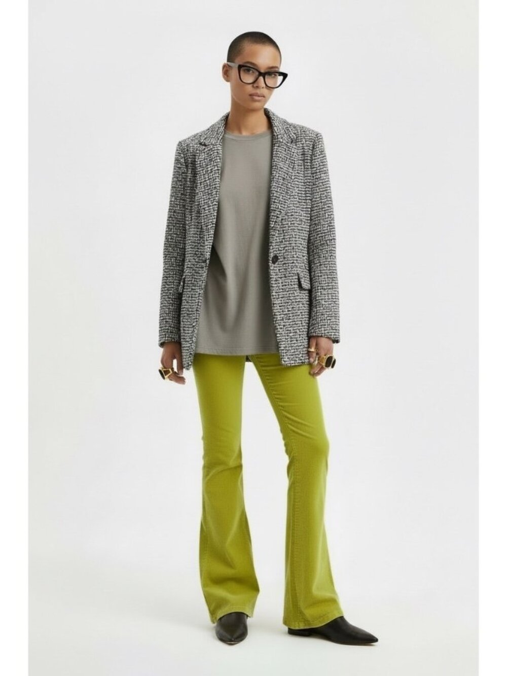 Free People We The Free Pull On Corduroy Flare Jeans Pants Lime Chartreuse Sz 25